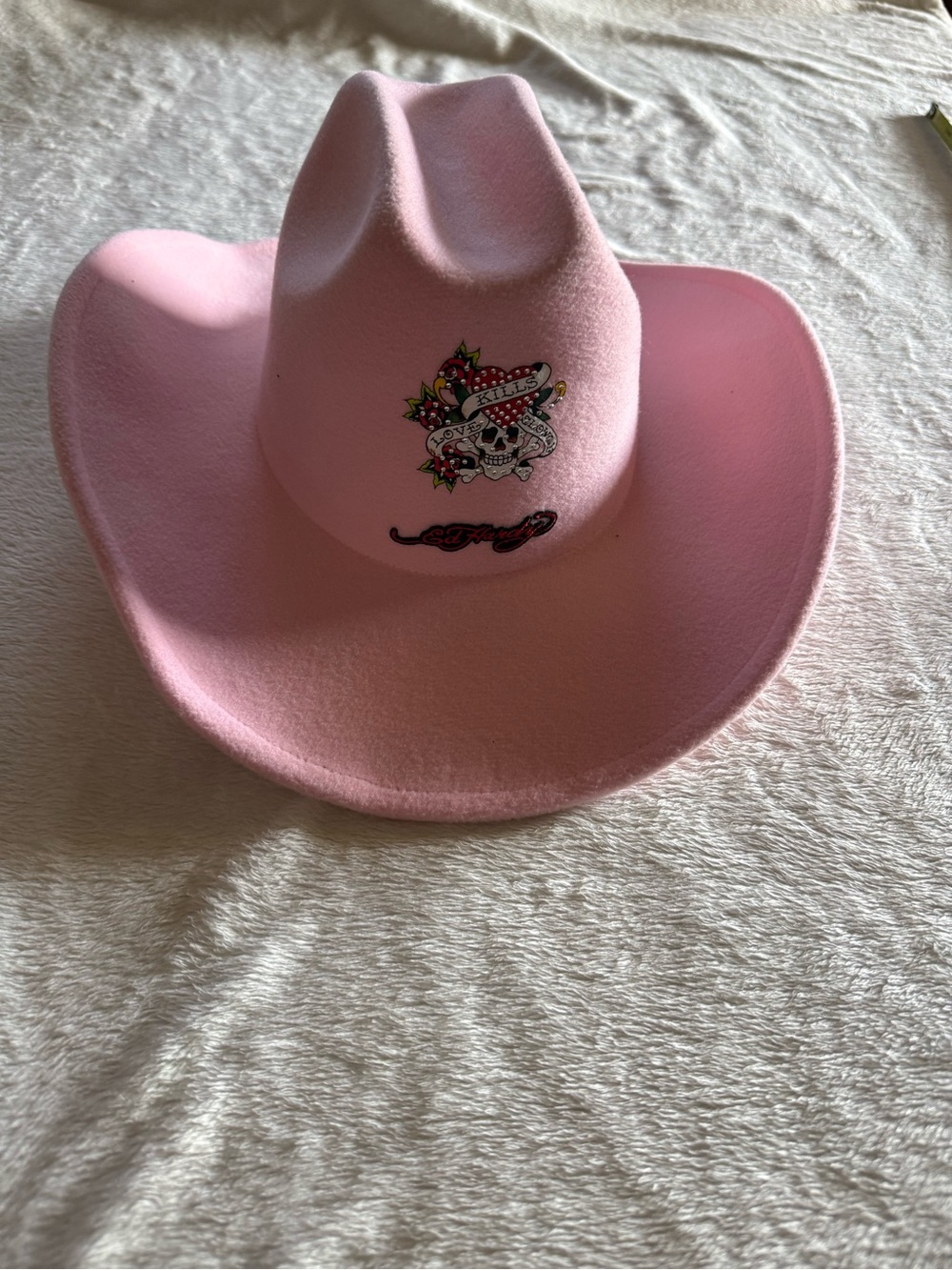 Pink Ed Hardy Love Kills Slowly Cowboy Hat NWT ☠️